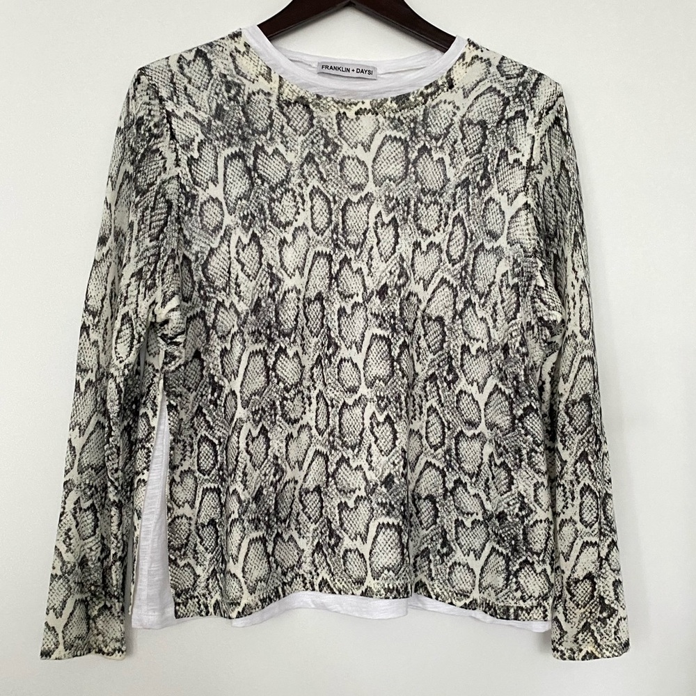 Franklin and Daysi Snake Print Layered Longsleeve Sweater